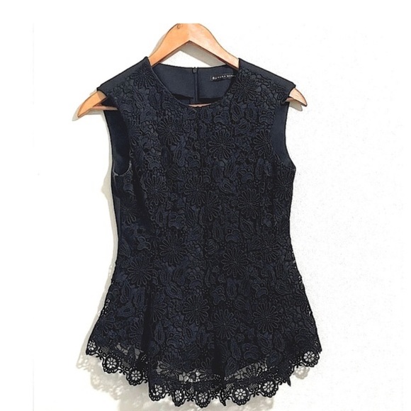 Tops - Zara Black Lace Peplum Top – XS